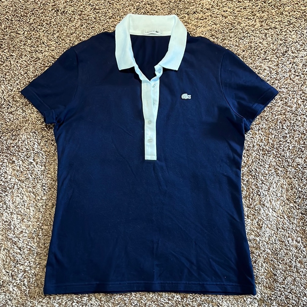 Lacoste Women’s Navy Blue Polo Shirt, size 40